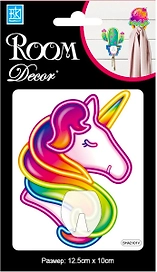Наклейка декоративная Room Decor Крючок единорог 20,5x11 см влагостойкая