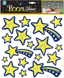 Наклейки декоративные Room Decor Кометы 31,5x30,5 мм светящиеся