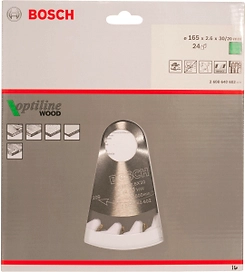 Отрезной диск по дереву BOSCH Optiline 165х30 мм