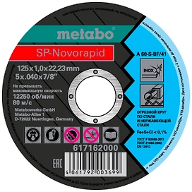Отрезной диск по металлу Metabo SP-Novorapid 617162000 125х22,23x1 мм