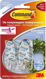 Крюк декоративный 3М Command прозрачный 171х98х7 мм 2 шт