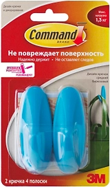 Крюк декоративный 3М Command бирюзовый 171х98х7 мм 2 шт