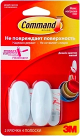 Крюк декоративный 3М Command белый 171х98х380 мм 2 шт