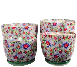 Кашпо Бочонок 4с блюдцем миксD22 H17,5