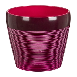 Кашпо Scheurich 808 d15 h12 см керамическое горизонтальные полосы рубин