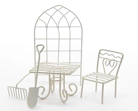 Набор минидекора Bloomit's стол, стул, шпалера, лопата, грабли