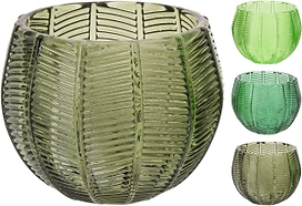 Подсвечник рифленый в ассортименте стекло 9,3х7,5 см