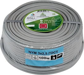 Кабель NYM/NUM 3x2,5 Альфакабель L 100 м