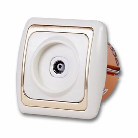 Розетка Дельта телевизионная бежевая с золотом СП