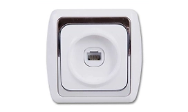 Розетка Дельта телефонная белая с серебром СП