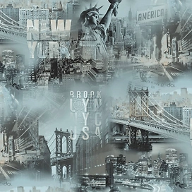 Обои компакт-винил Industry America 168453-17 голубые 1,06x10,05 м