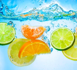 Виниловые обои DIVINO Цитрусы в воде B-042 синие 2,7x3 м