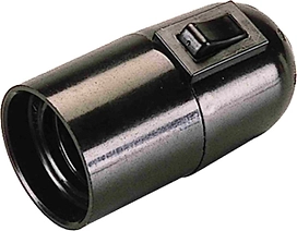 Патрон накладной Electraline Е27 пластик черный с выключателем