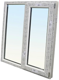 Окно ПВХ двухстворчатое 1160x1000 мм глухое/поворотно-откидное правое