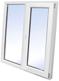 Окно ПВХ двухстворчатое 1200x1200 мм глухое/поворотно-откидное правое