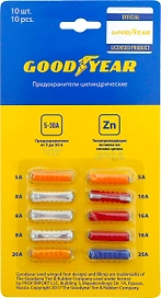 Предохранитель цилиндр GOODYEAR 5-25 А 10 шт.
