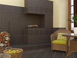 Клинкерная плитка Керамин Амстердам камень коричневая рельефная 24,5х6,5 см