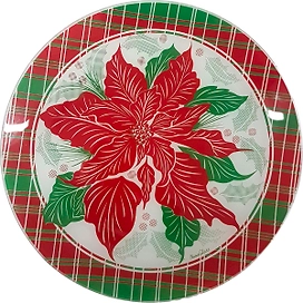 Тарелка обеденная NiNaGlass "Пуансеттия" белый-красный-зеленый 30 см
