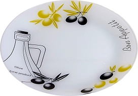 Тарелка обеденная NiNaGlass Маслины 26 см стекло белый