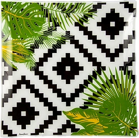 Тарелка обеденная NiNaGlass Тропики 30 см стекло черно-белый