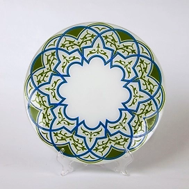 Тарелка десертная NINA GLASS 20 см стеклянная белый/зеленый/синий