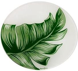 Тарелка десертная NINA GLASS 20 см стеклянная белый/зеленый