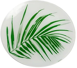 Тарелка обеденная NINA GLASS стеклянная Лист 5 26 см белый/зеленый