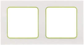 Рамка EKF Стокгольм 2-местная белая с линией цвета зеленый