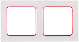 Рамка EKF Стокгольм 2-местная белая с линией цвета красный