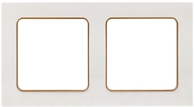 Рамка EKF Стокгольм 2-местная белая с линией цвета шампань