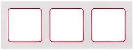 Рамка EKF Стокгольм 3-местная белая с линией цвета красный