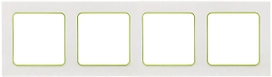 Рамка EKF Стокгольм 4-местная белая с линией цвета зеленый