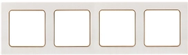 Рамка EKF Стокгольм 4-местная белая с линией цвета шампань