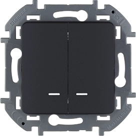 Выключатель двухклавишный с подсветкой LEGRAND INSPIRIA Антрацит