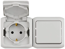 Комбинированный блок LEGRAND Quteo 1 клавиша+розетка серый