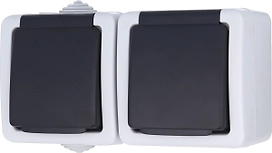 Розетка CROSSLINK AQUA двойная серая 