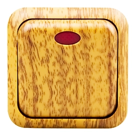 Переключатель WOOD 1 клавиша с индикатором темный дуб