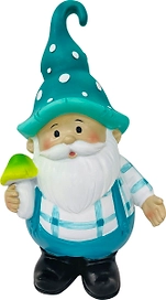 Фигура садовая Гном с грибом голубая 11,5х9х20 см