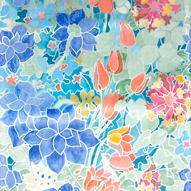 Самоклеющаяся пленка витражная Deluxe Н9077-0 цветы 0,45x2 м