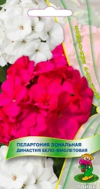 Семена Пеларгонии зональной ПОИСК Династия бело-фиолетовая 5 шт