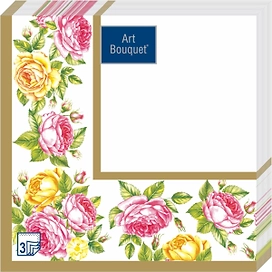 Салфетки Скатерть с розами 3-слойные 33х33см 20 листов