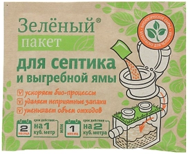 Универсальное средство для биотуалетов Зеленый пакет для нижнего бака 40 г