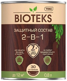 Защитный состав лессирующий ТЕКС BIOTEKS Махагон 0,8 л