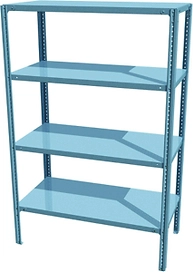 Металический стеллаж МС-244 (200х100х40 см), 4 полки, цвет светло-серый
