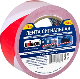 Сигнальная лента Unibob красно-белая 75мм х 200м