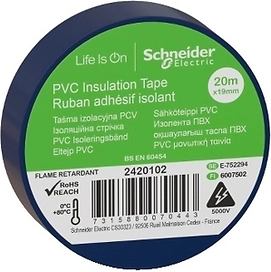 Изолента Schneider Electric 20 м 0,13 мм х 20 м x19 мм синяя