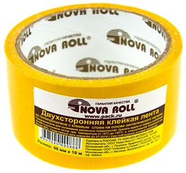 Клейкая Лента NOVA ROLL двусторонняя 50 мм х 10 м белая
