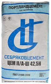Цемент СЕБРЯКОВЦЕМЕНТ ЦЕМ 2/А-Ш 42,5Н М500Д20 50 кг