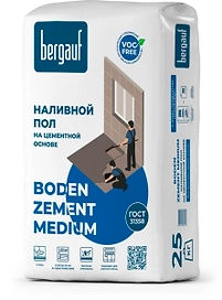 Наливной пол цементный Bergauf BODEN ZEMENT MEDIUM М200 25 кг
