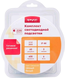 Светодиодная лента Apeyron Electrics SMD 2835 60LED IP44 220В 6Вт белый 5 м